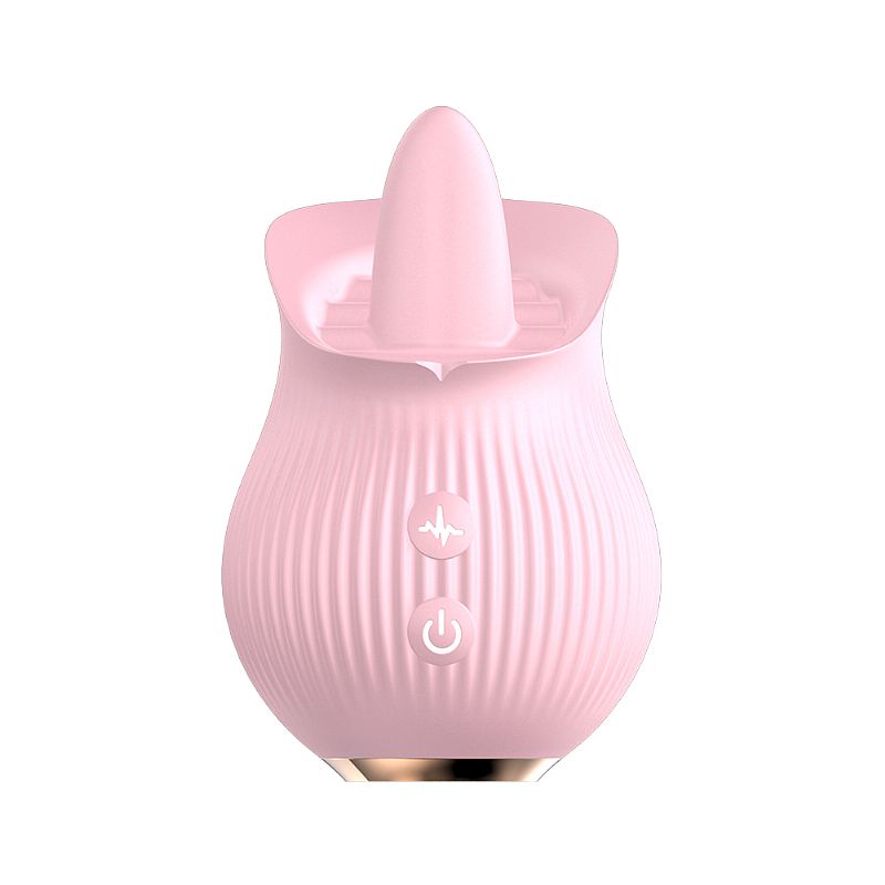 Rosa Estimuladora de Clitóris com Língua - Tongue - Silicone Recarregável