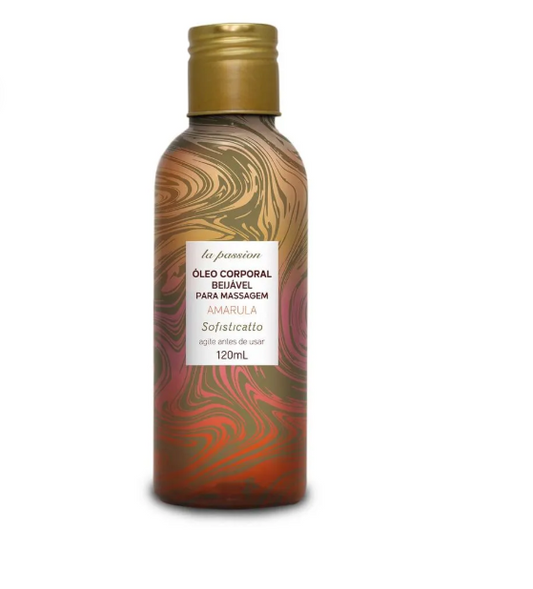 Óleo Beijável para Massagem Corporal La Passion 120ml – Aromas Amarula e Morango